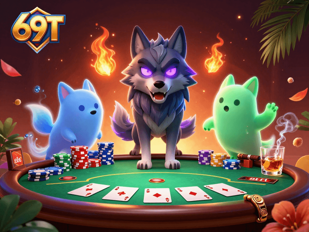 Jogue no 69T e sinta a emoção das cartas com os lobos fantasma no cassino.