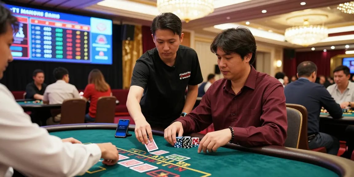 Live casino player engaging with dealer while recording raja328 link.