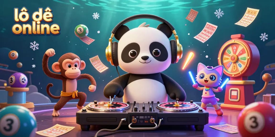 Engage with the lô đề online experience featuring lively cartoon characters and dynamic lottery elements.