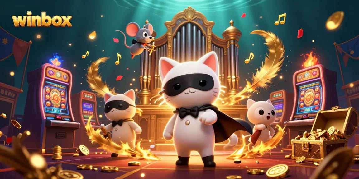 Spin to win at Winbox with a phantom cat, acrobat mouse, and classic casino excitement.