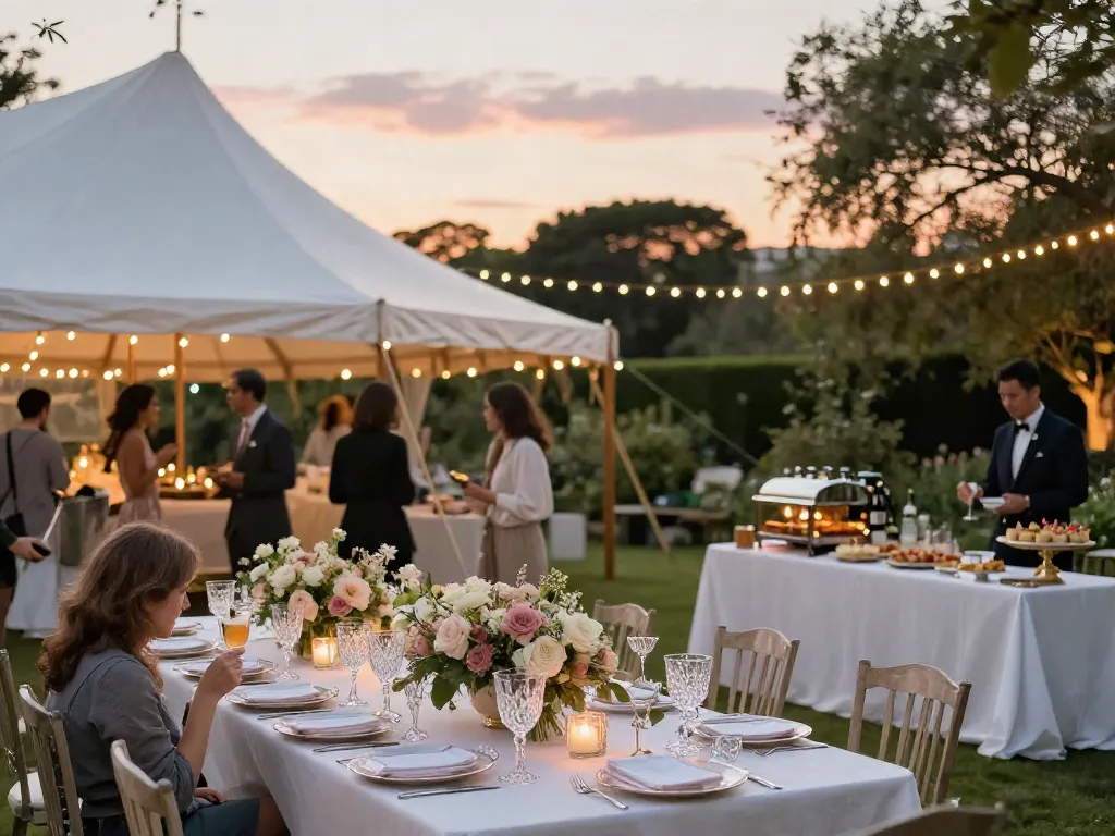 Event rentals showcasing elegant outdoor setup for a sophisticated gathering.