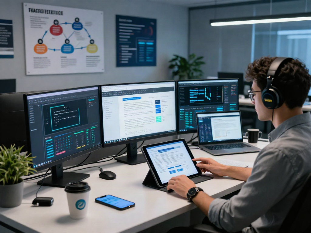Innovative document fraud detection solution showcased in a modern tech workspace with analysis tools.