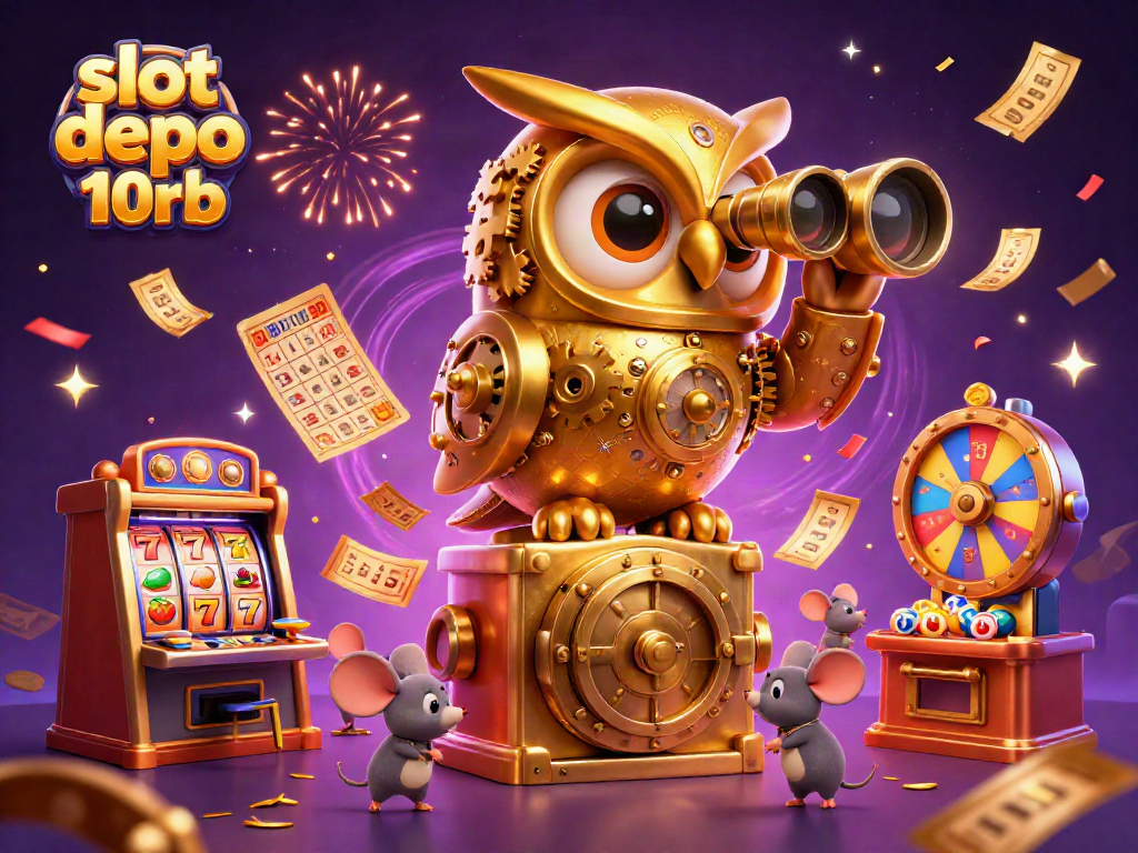 Engage with slot depo 10rb through vibrant 3D illustration of a dynamic casino scene.