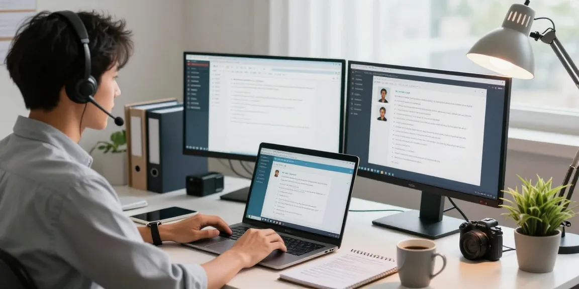 Customer service representative providing Telus-Technical-Support from a modern home office.