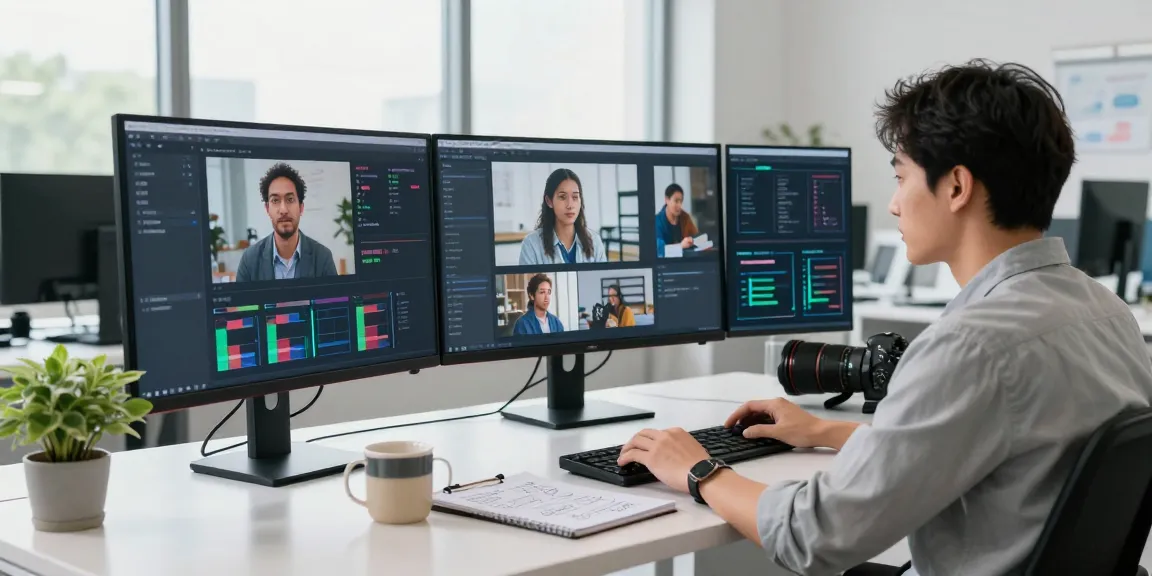 Detect AI image analysis in a modern workspace with multiple screens.