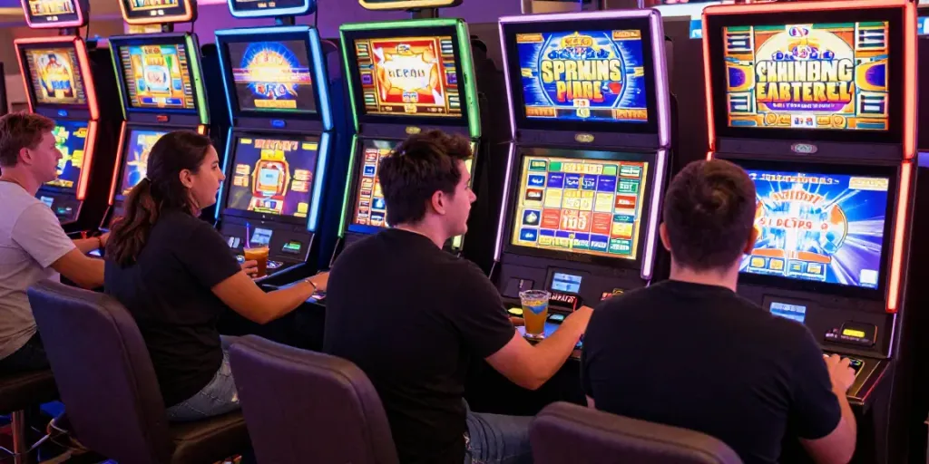 Slot yang menarik di kasino dengan pemain bersemangat
