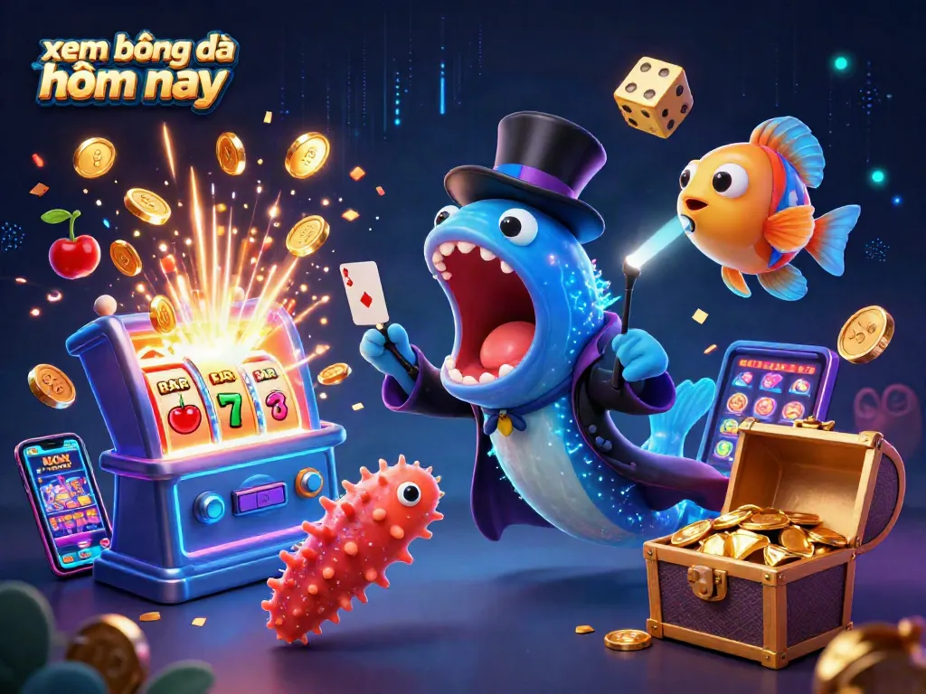 Experience xem bóng đá hôm nay with thrilling gameplay as sea creatures perform magic acts amidst vibrant casino elements.
