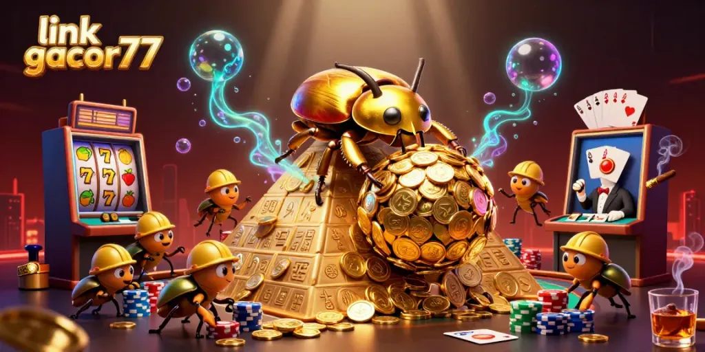 Menangkan di permainan slot dengan link gacor77 dan simbol-simbol kasino yang berkilau.
