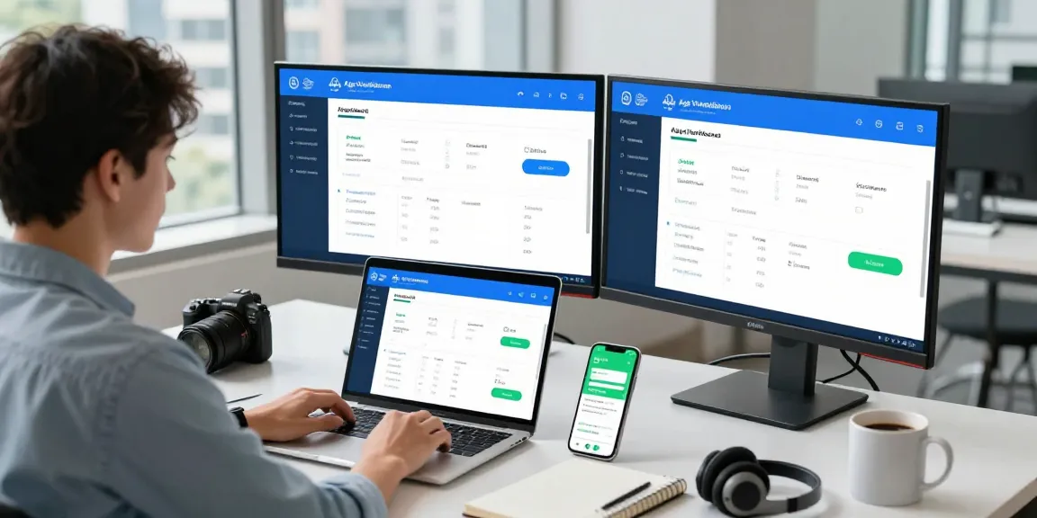 Tech professional analyzing age verification system data in a modern workspace.
