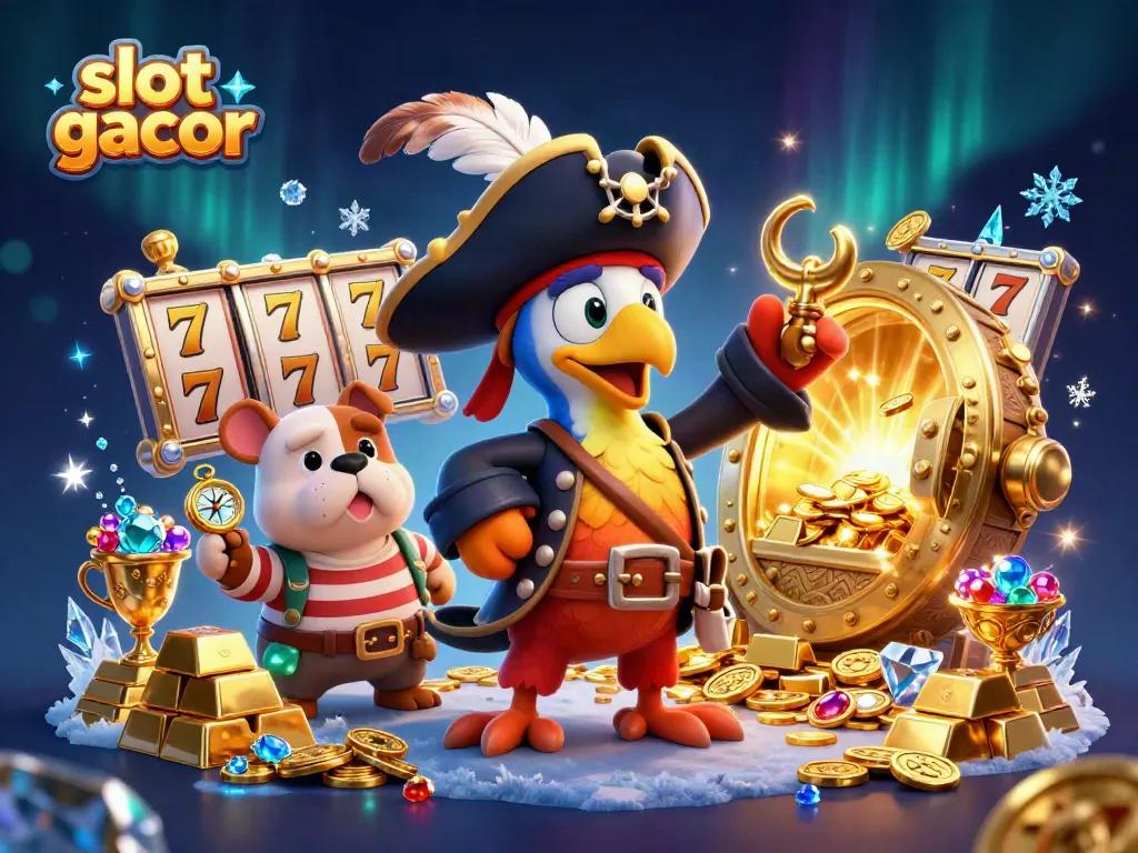 Experience thrilling slot gacor action in this vibrant pirate-themed casino illustration.