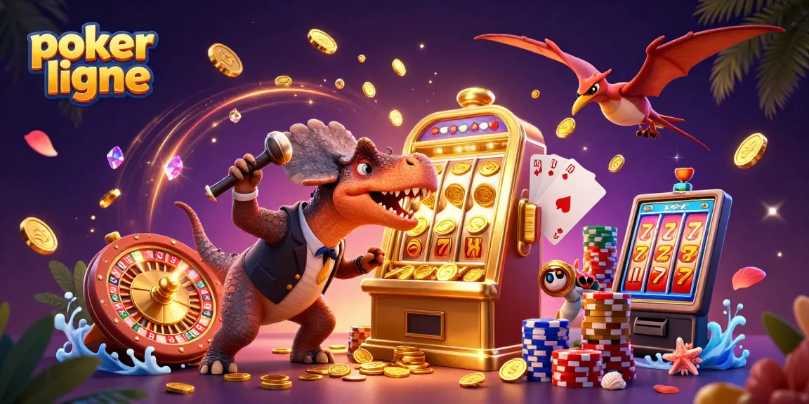 Gagner des jetons en jouant au poker en ligne avec des personnages animés et des éléments de casino.