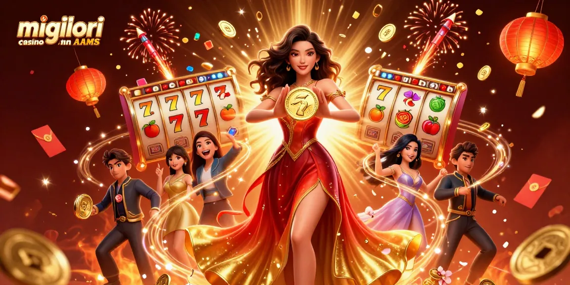 Illustrazione dei migliori casino non AAMS che mette in mostra personaggi straordinari che celebrano momenti di vittoria in un'atmosfera dinamica da casinò.