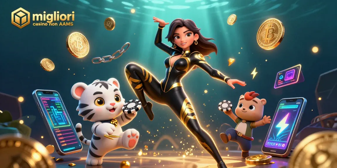 Interagisci con i migliori casino non AAMS in una scena di gioco emozionante con personaggi straordinari ed elementi crypto.