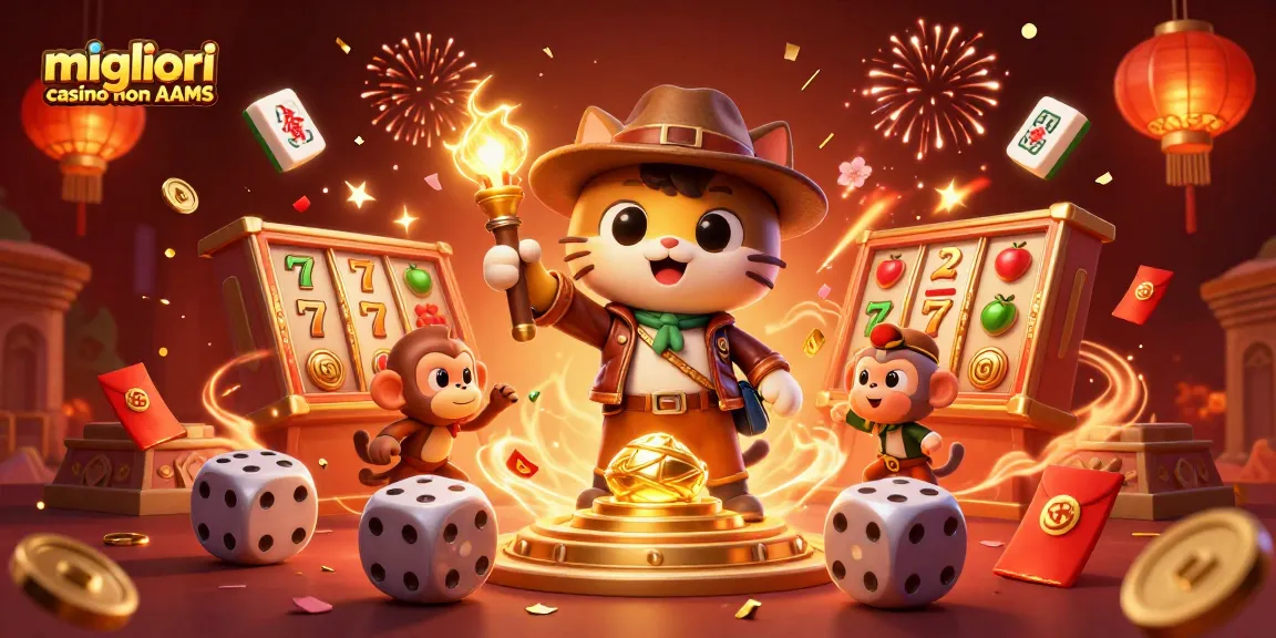 Illustrazione coinvolgente che mostra i migliori casino non AAMS in un ambiente vibrante del tempio, con elementi dinamici del casino.