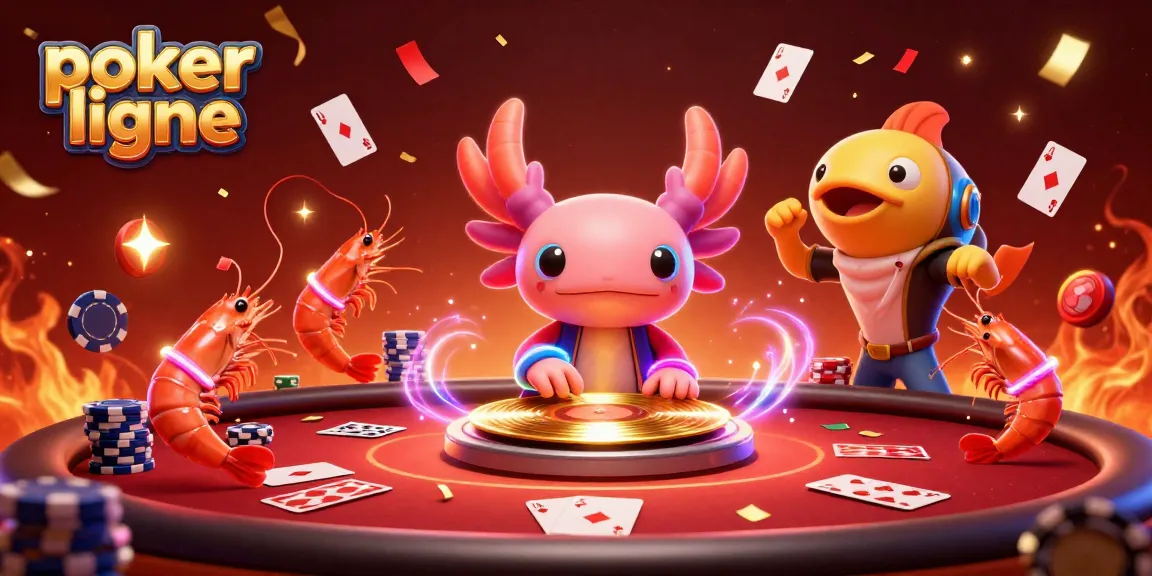 Jouez au poker en ligne avec une ambiance festive mettant en scène des personnages de poker animés.