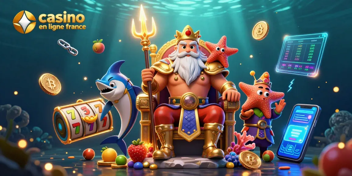 Plongez dans l'univers de casino en ligne france avec une illustration captivante entourée de symboles de jeu et d'une ambiance magique.