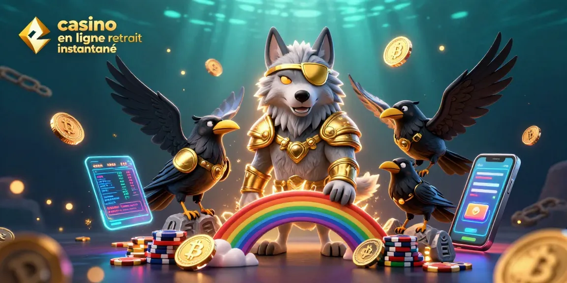 Exploitez vos gains avec un casino en ligne retrait instantané, symbolisé par un loup d'Odin et ses corbeaux.