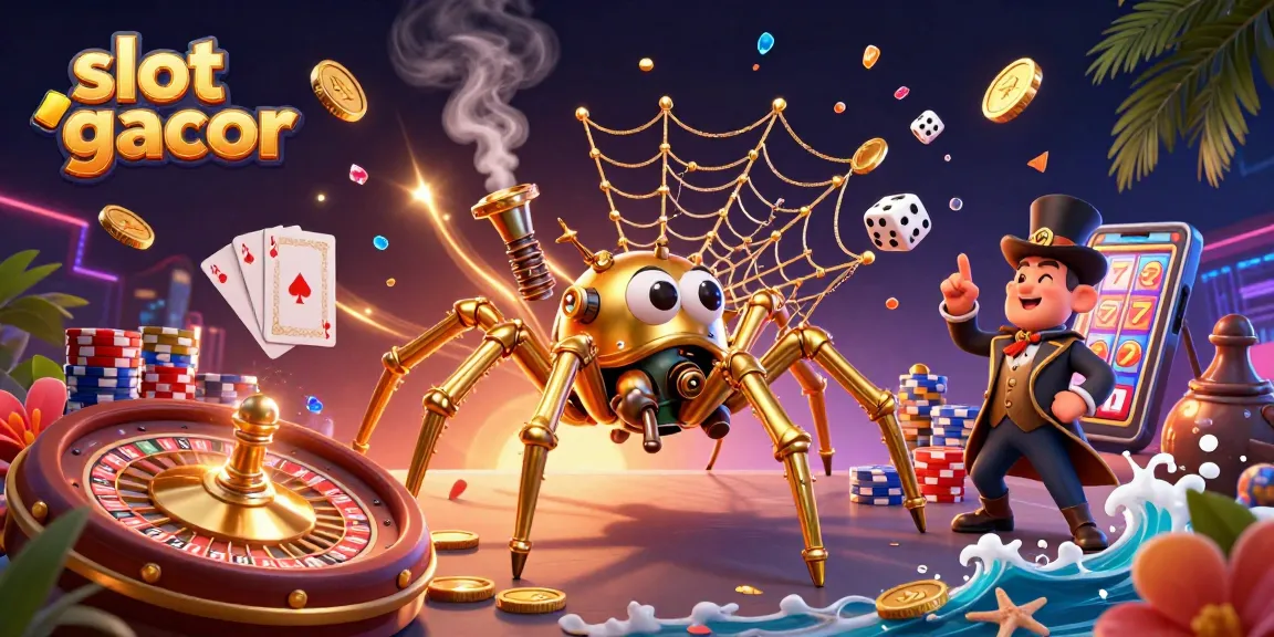 Experience the thrill of slot gacor with golden spider, coins, and poker chips