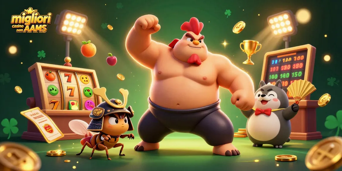 Migliori casino non AAMS giocatori che interagiscono con una scena di casinò vibrante e dinamica piena di elementi di gioco e personaggi vivaci.