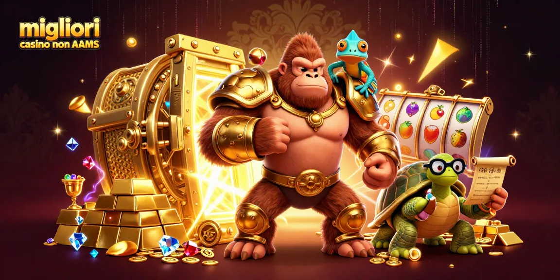 Festeggia le vincite nei migliori casino non AAMS con un'illustrazione vivace e dinamica a tema casino.