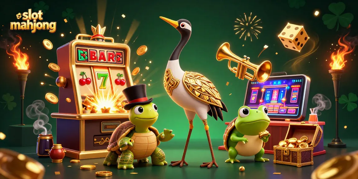 Engage with slot mahjong in a vibrant 3D scene filled with festive casino elements.