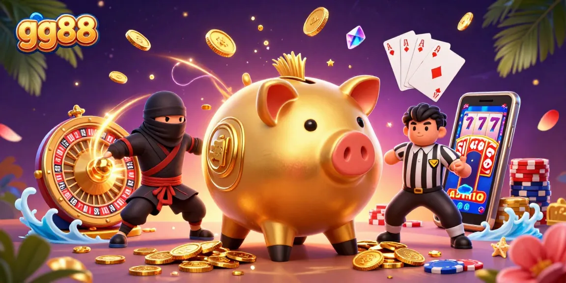 Experience the excitement at gg88 with vibrant games, golden coins, and animated characters in action.