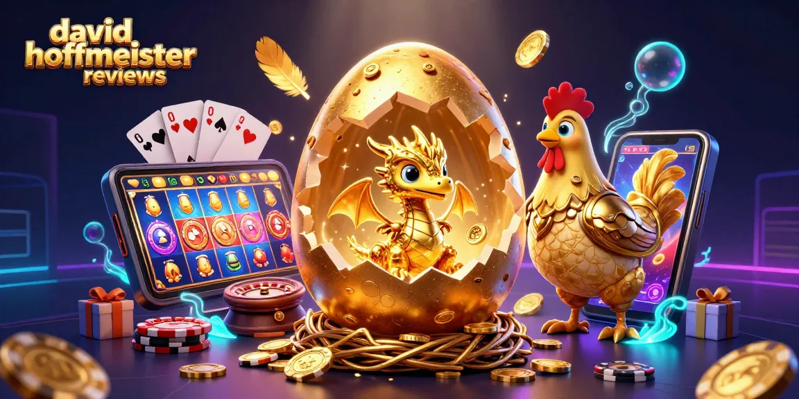 Spin the reels with david hoffmeister reviews, showcasing a golden baby dragon amidst casino elements!