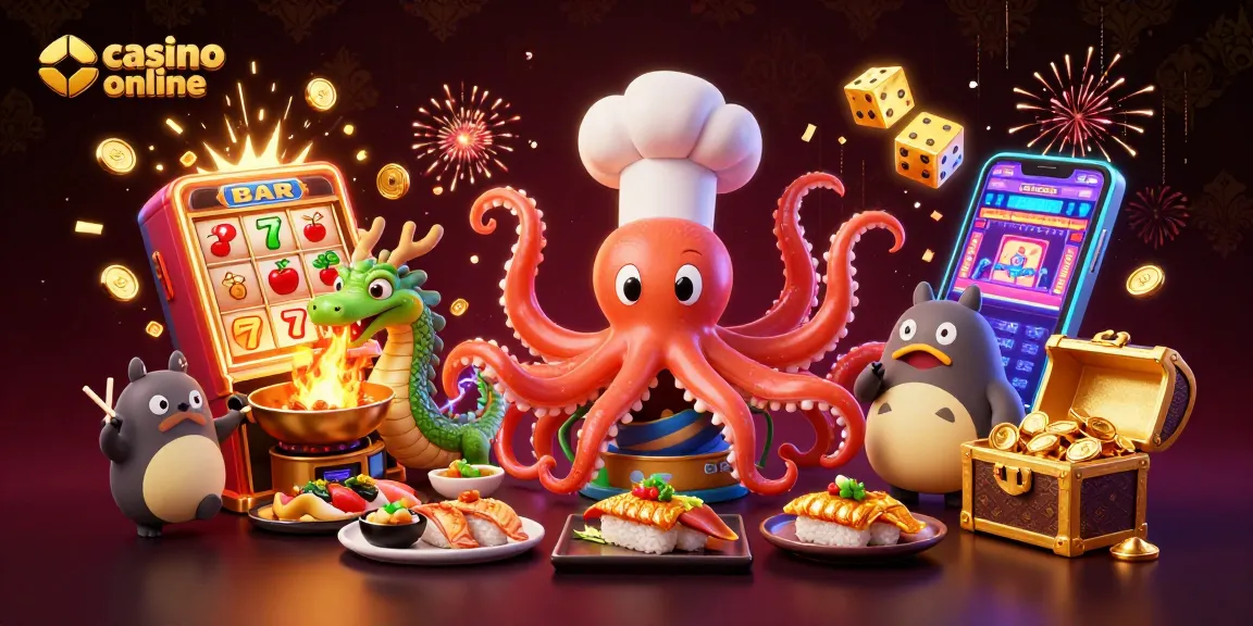 Joacă pe casino online și câștigă cu jackpoturi în această ilustrație vibrantă.
