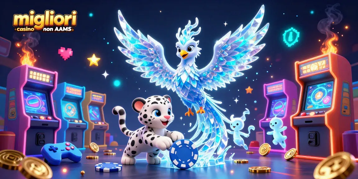 Interagisci con i migliori casino non AAMS attraverso questa vivace scena 3D che presenta una fenice, una giocosa leopardessa delle nevi e dinamici elementi di gioco.