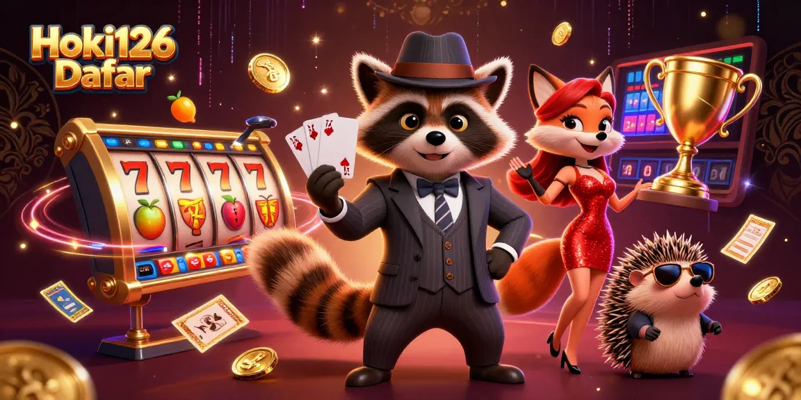 Hoki126 Daftar menampilkan permainan slot dengan karakter kartun lucu dan elemen kasino yang menarik.