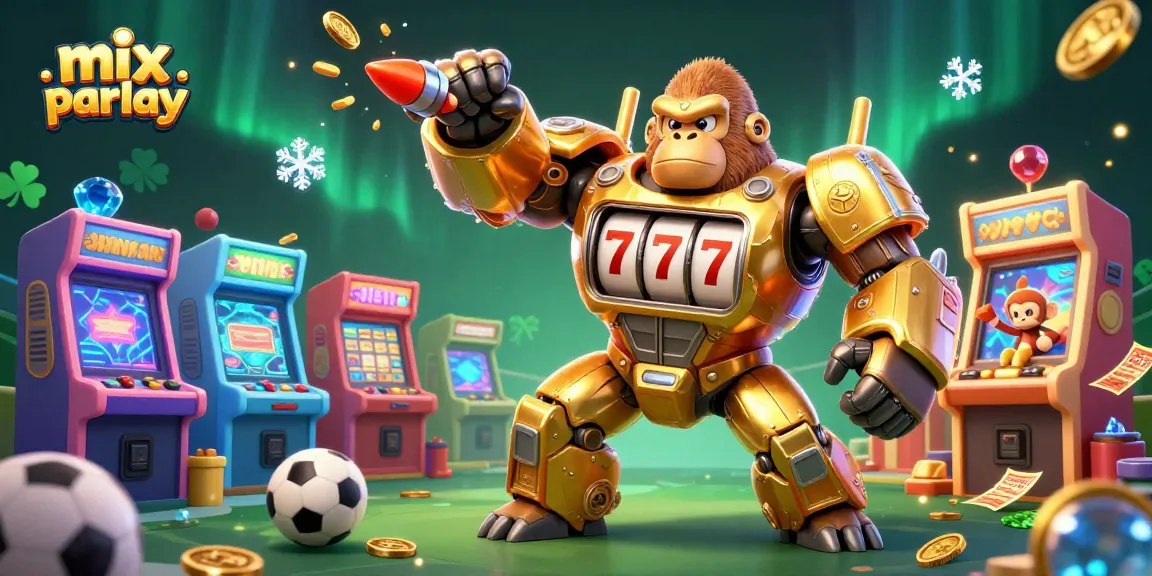 Engage in the thrill of mix parlay betting with a dynamic 3D illustration showcasing gaming excitement.